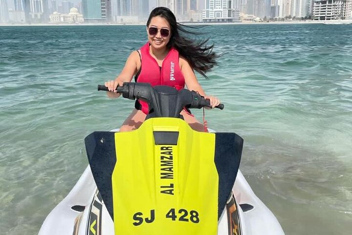 Experience the rush of gliding across Dubai's sparkling waters on a Jet Ski surrounded by stunning skyline views and the thrill of adventure at every turn.